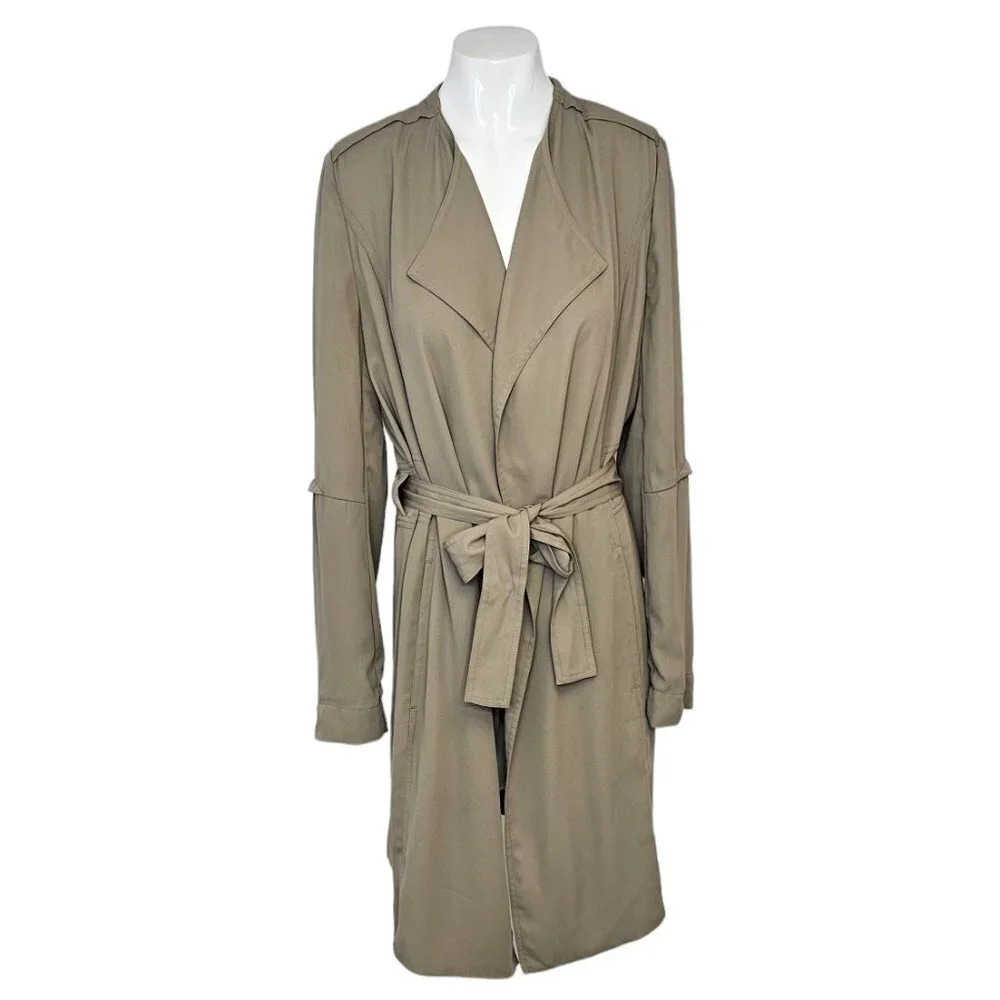 Aritzia Taupe Trench Coat with Waist Tie